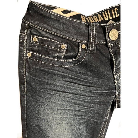 HYDRAULIC  Dark Wash Size 1/2 Skinny Leg Denim Jeans Zip back pockets - Picture 5 of 8